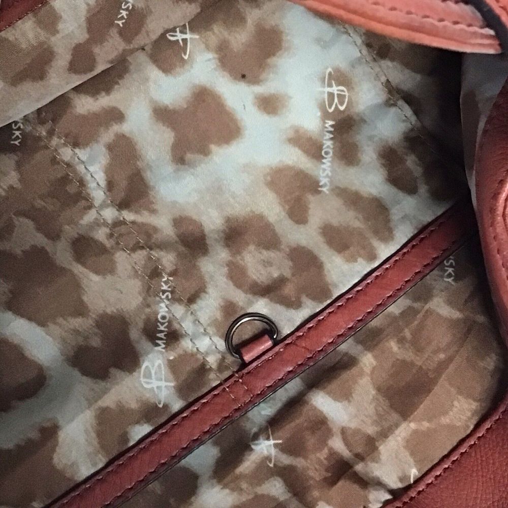 B Makowsky Burnt Orange Soft Leather Hobo Satchel Shoulder Handbag Purse‎ Large - Picture 8 of 11